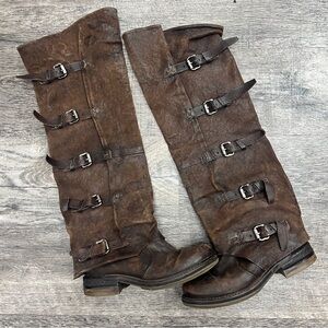 AS98 Tatum Knee High Brown Buckled Knee-High Leather Boots sz. 37